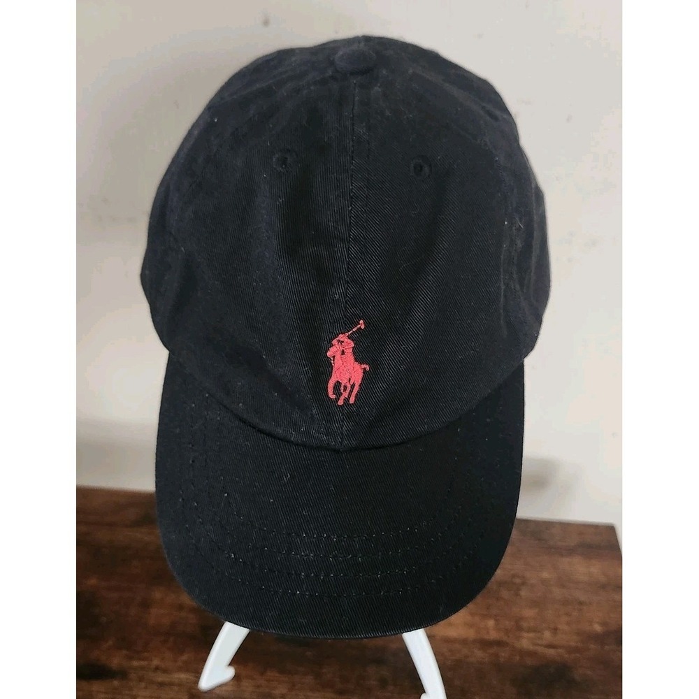 Polo Ralph Lauren Black Hat Cap Strap Back Pony Adjustable Kids Boys Youth 4-7
